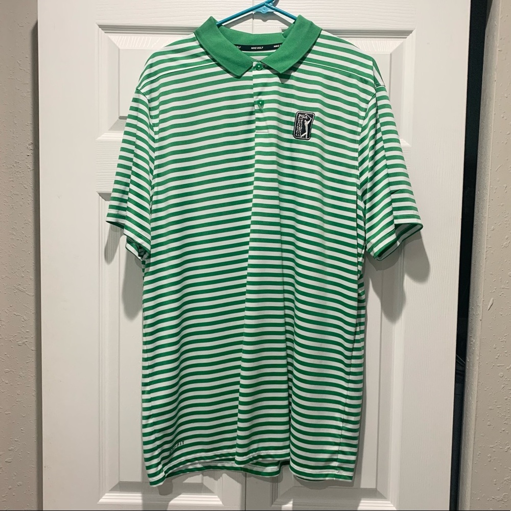 Nike Golf PGA Tour green striped polo